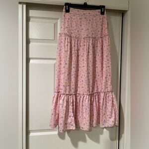 JessaKae‎ Pink Floral Hillside Maxi Skirt Size XS